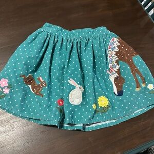 Mini Boden Teal Skirt with Animal and Floral Design